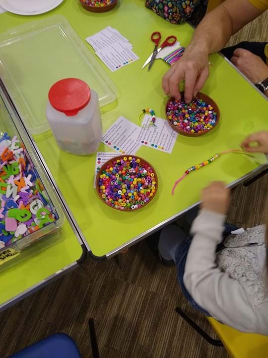 Bracelet making at Funday Sunday